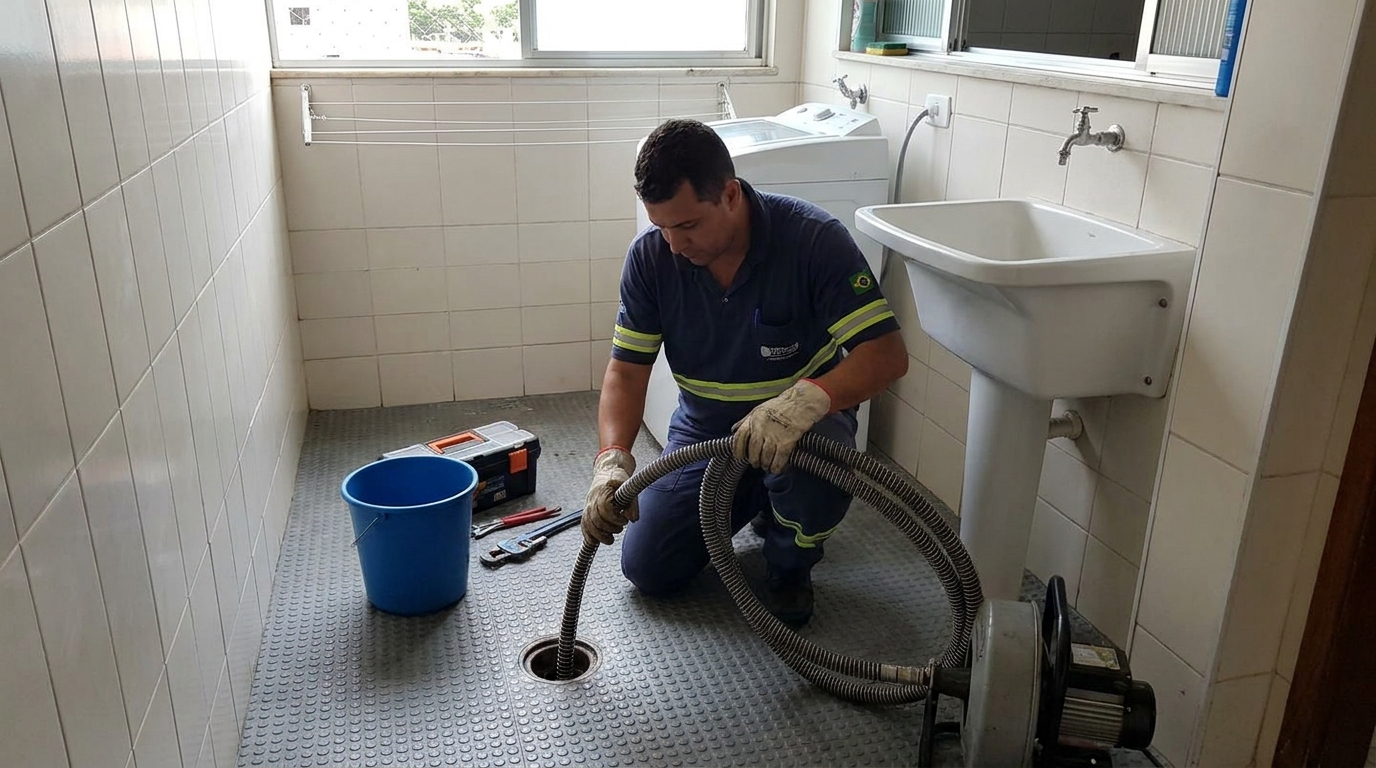 Desobstrução na Cozinha no Jardim do Bosque, Hortolândia‑SP
